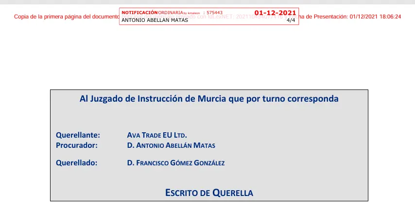 AvaTrade querella en Murcia