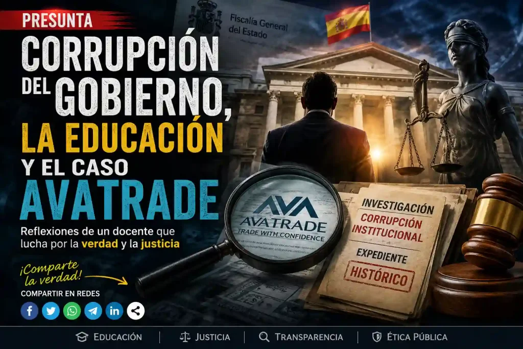 Un docente y funcionario analiza el Caso AvaTrade y la alarmante pasividad institucional ante la corrupción del Gobierno. Accede al dossier de pruebas.